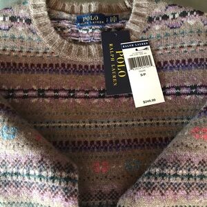 Polo Ralph Lauren Fair Isle Wool Sweater Taupe Size S/P NWT